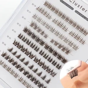 Handmade Full Strip Synthetic Eyelashes Kit Customizable Logo Cluster Lash Thick Style Self-Adhesive Eye Makeup Eyelash Strips