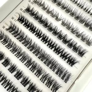 Handmade Full Strip Vegan Eyelashes 7-15 Day Super Long Lasting Glueless Waterproof Individual Pre-Glued Cruelty-Free