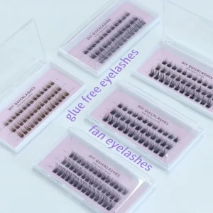 Handmade Glue Free False Clusters Eyelashes Natural Self Adhesive Hybrid Light Volume 3D 5D Cruelty Free 0.07mm Thickness