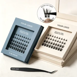 Handmade Glueless Lash Clusters Natural Press On Eyelashes With Transparent Plastic Band Custom Logo Private Label Pre-Bond