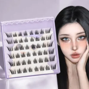 Handmade Gradual Cluster Lashes 12 Rows Two Tone 8-16mm Fashion Wispy Individual Lashes Trendy Party Eye Makeup