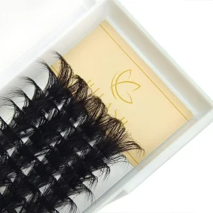 Handmade Individual Lash Clusters 0.07mm Thick Synthetic Hair Segments Natural Long Black Cotton Band for DIY Eyelash