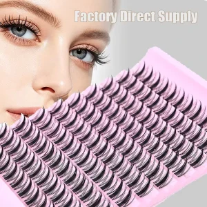 Handmade Individual Segmented 3D Manga Cluster Lashes D for Ultra Thin Band Waterproof for 12 Rows Russian Fan