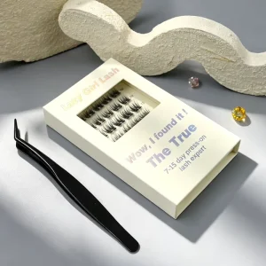 Handmade Korean PBT Fiber Cluster Lashes Self Adhesive Pre Glued Press On Half Strip Wispy Eyelashes Glitter 3D Effect