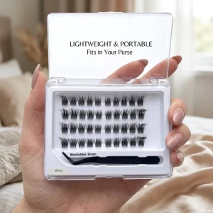 Handmade Lash Clusters 12mm With Tweezers Clear Case Wispy Spiked Individual DIY False Eyelash Extensions Kit Bulk