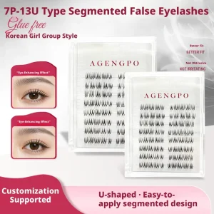Handmade Luxury Natural No Glue Self Adhesive Synthetic Hair Comfortable Full Strip Eyelashes 8 Rows Daily Use