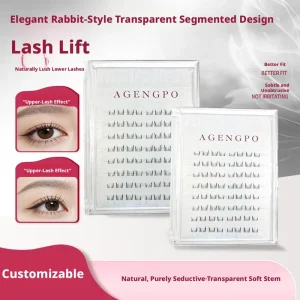 Handmade Luxury Natural Rabbit Bottom Lashes Cluster Clear Band DIY Lash Clusters Manga Lower Lashes Synthetic Hair