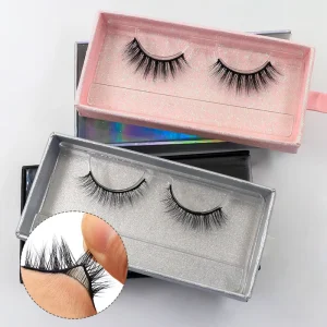 Handmade Luxury Real Mink Press On Pre Bonded Eyelashes No Glue Needed Wispy Anime Style Custom Logo Thick Natural Mixed Length