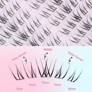 Handmade Magnolia Pre-Glued Mixed-Length 10-Row Press-On Cluster Eyelashes