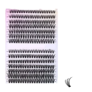 Handmade Mixed Length Synthetic Premade Volume Fans 13 Rows Eyelashes for Evening Events Easy Apply Makeup Accessory