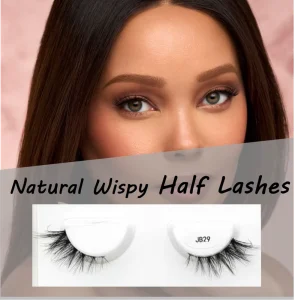 Handmade NUOLASH Fiber False Eyelashes 3D Half Strip Lashes Diamond Faux Mink with Customized Box