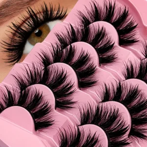 Handmade Natural Dramatic False Eyelashes Wet Look D Curly Long Lashes Strips