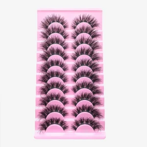 Handmade Natural Full Strip Eyelashes 3d Faux Mink Volume Short False 12 Rows Hybrid Custom Packaging 100 Box