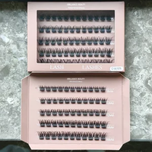 Handmade Natural Glam Preglued Cluster Lashes Waterproof Press On Eyelashes Cluster Self Adhesive Lashes Luxury Box Custom Logo