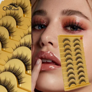 Handmade Natural Mink False Eyelashes Custom Packaging Fluffy Synthetic Hair Lashes