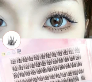 Handmade Natural Simulation Daily Bare Faced Fish Tail Style Fairy Hair Lazy Fiber 12 Rows False Eyelashes