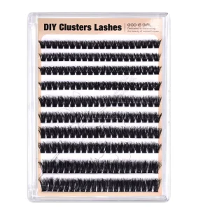Handmade Natural Soft Cluster Lashes 14-20mm Fan-shaped Synthetic Mink 12 Rows OEM/ODM Private Label for DIY Lash