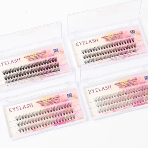 Handmade Natural Soft Lightweight Hot Melt Thin Stem Synthetic Hair 0.07 3 Rows Single Fan Eyelashes