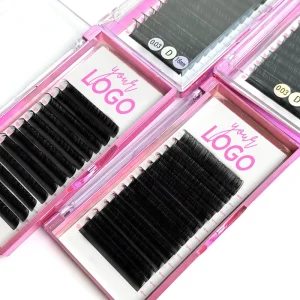 Handmade Natural Sparkle LC Cashmere Lash Extensions Volume Matte Black Velvet Individual 8 25mm Extension Trays