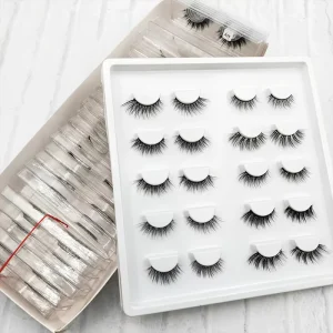 Handmade Natural Style Full Strip Lashes Mixed Length 3D Effect Eyelashes 10mm Thick Style Synthetic Material Primer Pink