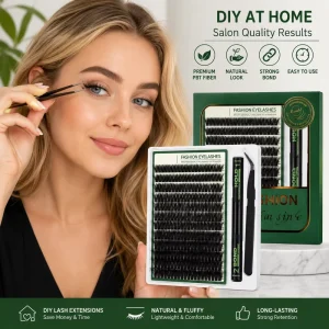 Handmade PBT Eyelash Cluster Extensions Curl Pre Cut Segment DIY Extension Kit 3D Fluffy Natural Thick