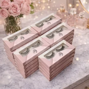 Handmade PBT Faux Mink Fluffy Lashes Mixed Length Natural Soft Faux Mink Strip False Eyelashes