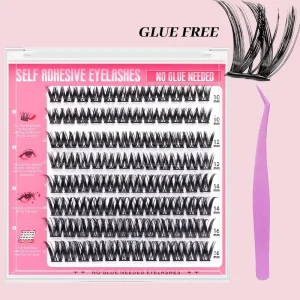 Handmade PBT Synthetic Hair 8 16mm Segmented Self Adhesive Cluster Lashes Natural Cluster Lashes Glue Free