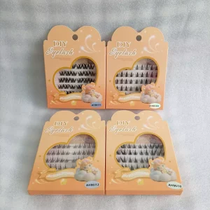 Handmade Plant Fiber Press On Cluster Lashes 6 Rows Mega Volume 10D-20D Invisible Clear Band Glossy 3D Effect Custom Logo
