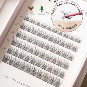 Handmade Plant Fiber Reusable Vegan Press on Lashes Self Adhesive Cluster EyeLashes Natural Pre Glued Lashes Clusters