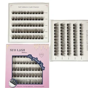 Handmade Pre-Glued Cluster Lashes Self Adhesive Waterproof Natural Long Synthetic Hair 5 Rows