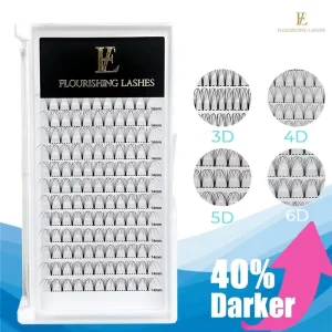 Handmade Premade Fans Eyelashes Korean PBT Fibers Super Soft 16 Rows Middle Tape Volume Lashes 10D XL Regular Lash Trays