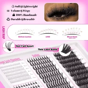 Handmade Press Cluster Lashes Volume Pre Bonded Individual Segmented Lashes Long Lasting Reusable False