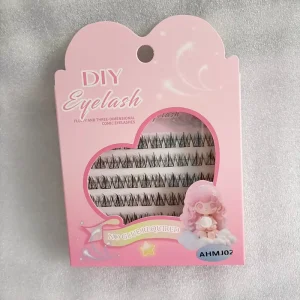 Handmade Press On Cluster Lashes Invisible Clear Band Self Adhesive Reusable 7-15 Day Hold Glow Dark 3D