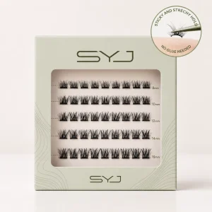 Handmade Self Adhesive 4 Rows Cluster Lashes DIY Pre Glued Glue Free Eyelash Extensions Natural Wispy Look Mix Lengths