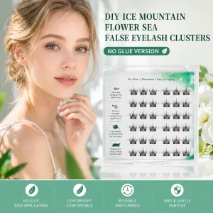Handmade Self Adhesive DIY Lash Clusters No Glue Wispy False Eyelashes with Black Cotton Stalk for Natural Eye Makeup