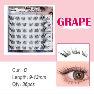 Handmade Self Adhesive Synthetic Hair Eyelashes No Glue Needed Pre Glued Cluster Lashes D for Soft Natural Press On