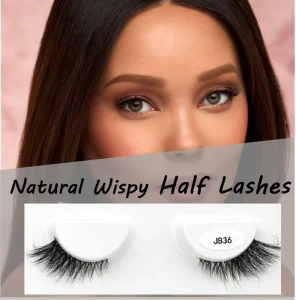 Handmade Short Natural Lash Clear Band Lash Corner Half Eyelashes Faux Mink 3D Individual Custom Packaging Box