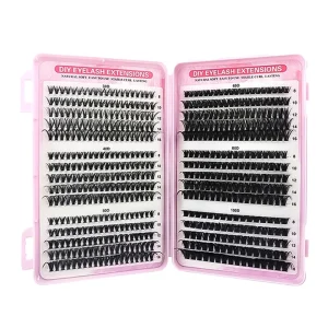 Handmade Synthetic Black Cotton Stalk 0.07mm Thickness C Curl Comfortable Customizable Logo Lash Extension Kit Provide Label