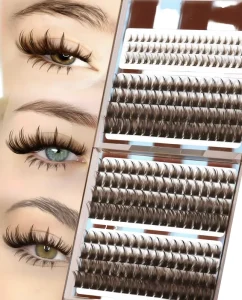 Handmade Synthetic Hair Cat Eye Fox Eye Natural Soft D Curly Eyelash Clusters 10 16MM 132Pcs Individual Lashes PBT Extensions