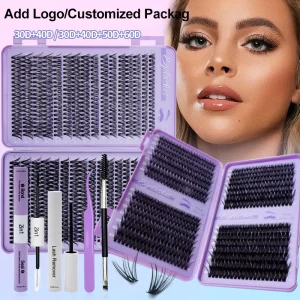 Handmade Synthetic Hair Cluster Lashes Diy Pre cut Cluster Lashes Kit 8 16 mm Mix Length Diy Lash Clusters Set
