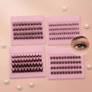 Handmade Synthetic Hair Daily Look Wispy Cluster Lash Extensions 4 Rows D for Individual DIY Lashes for Everyday Makeup