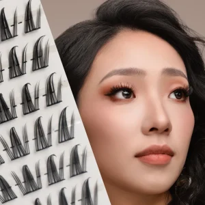 Handmade Synthetic Hair False Eyelashes 0.07mm Cluster No Glue 6 Rows Sharp Base Customizable Packaging and Logo
