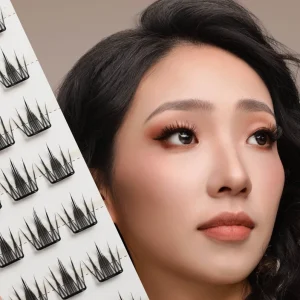 Handmade Synthetic Hair False Eyelashes 0.07mm Cluster No Glue 8 Rows Sharp Base Customizable Packaging and Logo