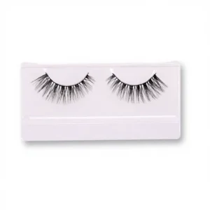 Handmade Synthetic Hair Lashes Black Cotton Band Soft Eyelashes Matte Black Color Full Strip PBT Lashes Custom logo