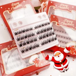 Handmade Synthetic Hair Lashes Clusters DIY Pre Cut Lash Trays with Ultrafine Cotton Band Natural Long Style