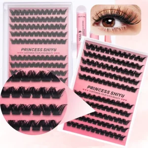 Handmade Synthetic Hair Natural Fiber 10 Rows 140 Clusters Volume 6D 8D W4 Lash Segmented 8MM 18MM Extension Kit