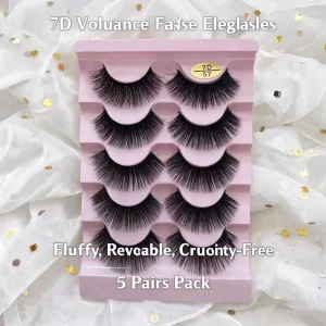 Handmade Synthetic Hair Volume 5 Pairs False Lashes Custom Logo Lash Boxes Full Strip Eyelashes