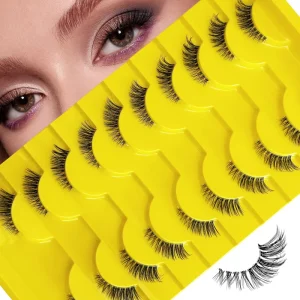 Handmade Synthetic Half Lashes Clear Invisible Band Crescent Cat Eye Natural Short Half Corner Half-Length False Eyelashes