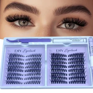Handmade Synthetic Material Segmented Lash Extensions DIY Fan Eyelashes Set Natural Black 6 Rows Pointy