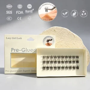 Handmade Thick Synthetic Hair False Eyelashes Kit Self Adhesive Press on Cluster Lashes 0.07mm Natural Fan 3D Effect